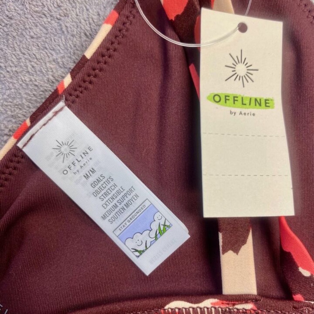NWT Aerie Goals Plunge Sports Bra - Maplewood - M - Picture 5 of 10